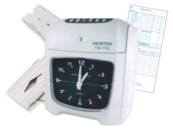 Newtek TM-700 Time Clock Package: TM-700 time clock, 200 weekly payroll time cards and 6 slot time card rack